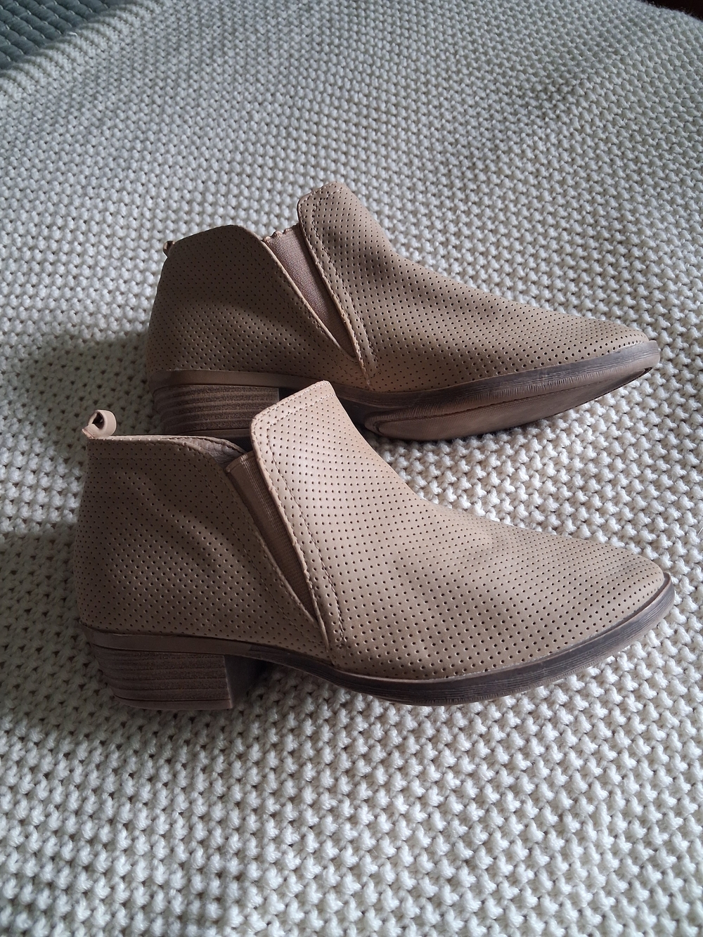 Rampage Taupe Perforated Ankle Booties